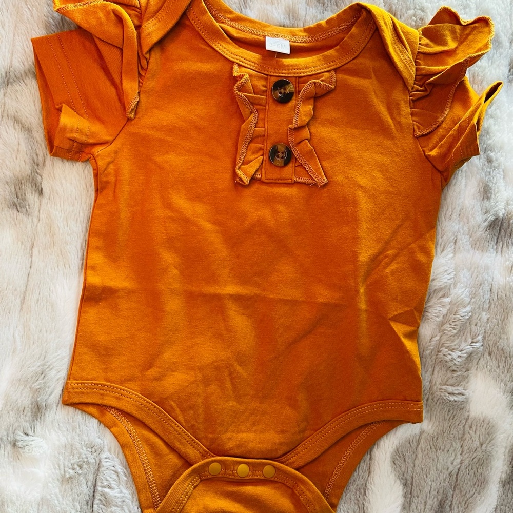 Charming Orange Ruffled Bodysuit for Kids